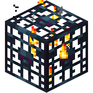 Active Minecraft monster spawner with animated crate keys