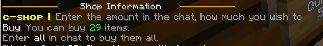 ChestShop chat prompt asking the player to enter the amount they want to buy