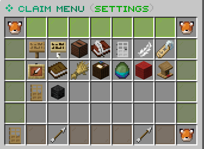 LoungeSMP claim settings menu with multiple configurable claim flags