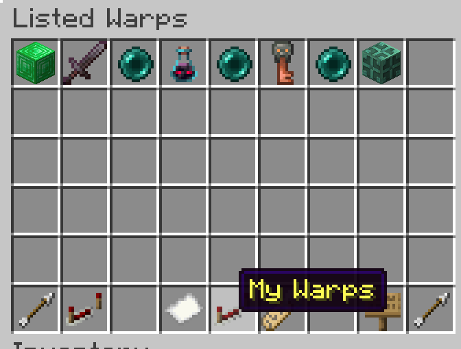 LoungeSMP My Warps button in the player warp menu