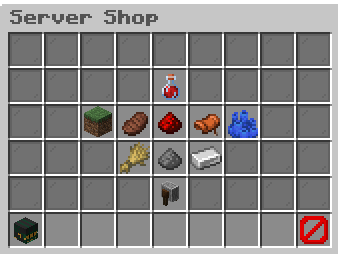 LoungeSMP Server Shop menu showing item categories